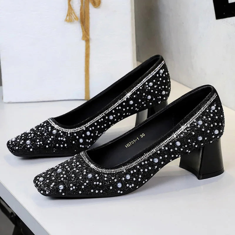 Fashion String Bead Pumps Women Elegant Ladies Party Shoes