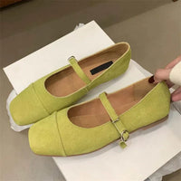 Streetwear Velvet Mary Jane Shoes for Women Casual Ballet Flats Pumps Female Ladies Loafers Buckle Single Mules