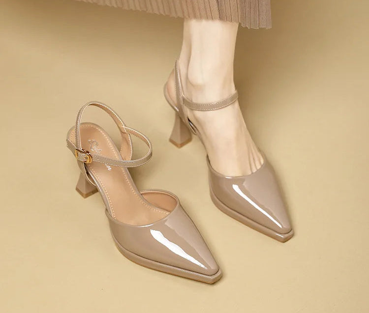 High Heels Sandals Women Fashion Solid Color Heels Sandals Pointed Toe Stiletto Ladies Commuting Single Shoes