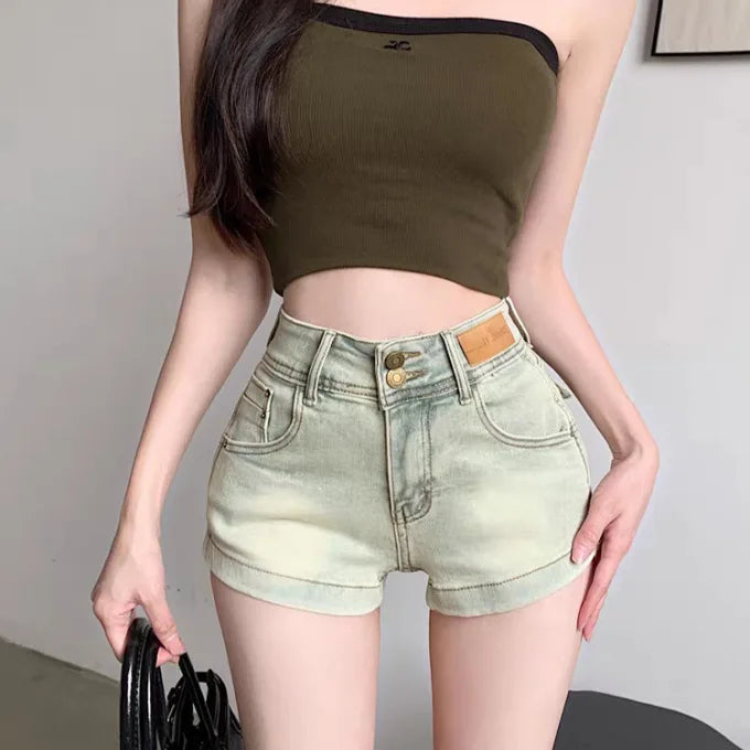 High Waist Distressed Slim Straight Jeans Short Shorts Hot Pants Spicy Girl Summer Fashion Women's Clothing