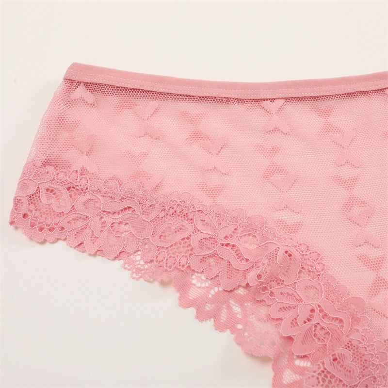 Women's Lace Panties Sexy Perspective Underwear Seamless Hollow Out Briefs Female Low Rise Floral Transparent Soft Lingerie