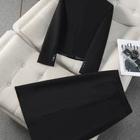 Fashion Office Half Skirt Set for Women Slim Fit Long Sleeved Single Row Two Button Half Skirt Two Piece Set