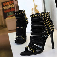 Rivet Roman Shoes, Retro Super High Heel Women's Shoes