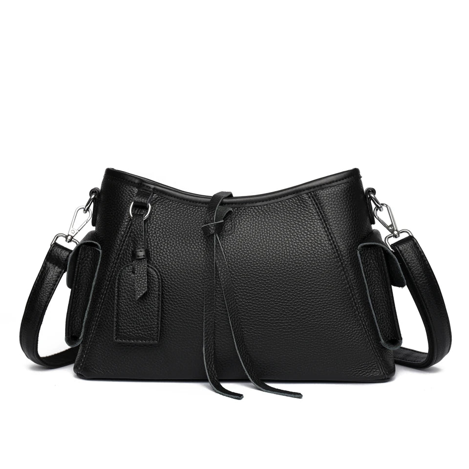 Soft Genuine Leather Crossbody Bag Women Fashion Shoulder Bag Large Capacity Handbag and Purse Ladies Cow hide Messenger Bag