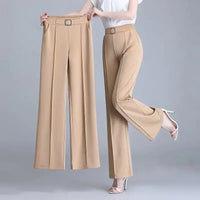 High Waist Wide Leg Ice Silk Pants Women's New Style Thin Loose Straight Cut Versatile Nine Point Long Trousers