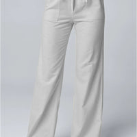 Women Cotton Linen Pants Solid Color Elastic Loose Drawstring Wide-Leg High Waist Trousers Female Stretch Straight Casual Pants
