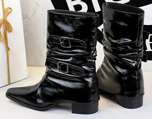 Pointed Fashion Women's Boots Retro Style Thick Heel Low Heel Medium Tube Women's Boots