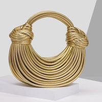 Fashionable Hand-Knitted Noodle Bag Women's Shoulder Bag Urban Minimalist Style Dumpling Bag Versatile Knot Design PU Material