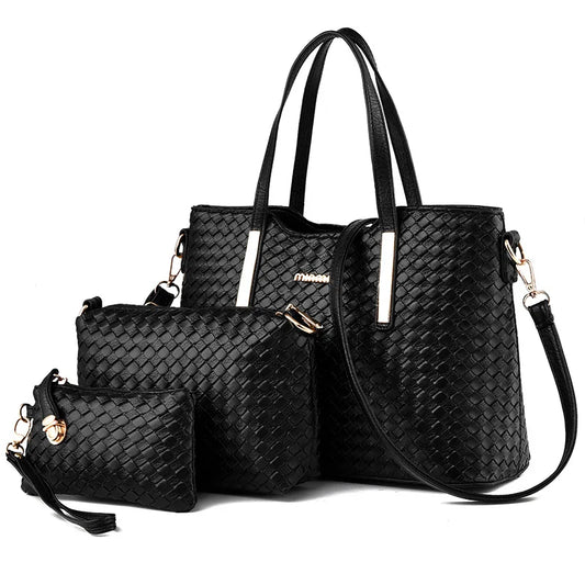Women's Bag Woven Mother And Child Bag Three Piece Set Women's Bag Large Capacity One Shoulder Handheld Crossbody Bag