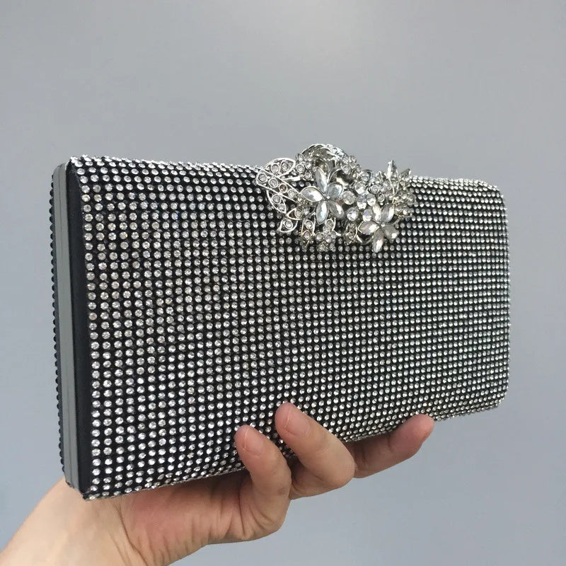 Diamond Encrusted Dinner Bag And Clutch, Square Hard Box Fully Lined With Diamonds.