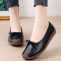 Luxury Shoes Cow tendon sole Women's Flats Anti slip shallow mouth soft soled shoes Solid color lace up