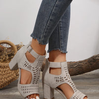 Women Fashion Strap Sexy High Heel Sandals Woman Roman Hollow Pumps Lace-up Peep Toe Sandals Casual Chunky High-heeled Sandals
