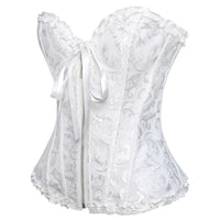 Women Corset Tops Bustier Overbust Floral Lace Tie-Up Strapless Tube Tops Vintage Court Gown Lingerie Bodyshaper Tops Natalia Home Fashion    Natalia Home Fashion