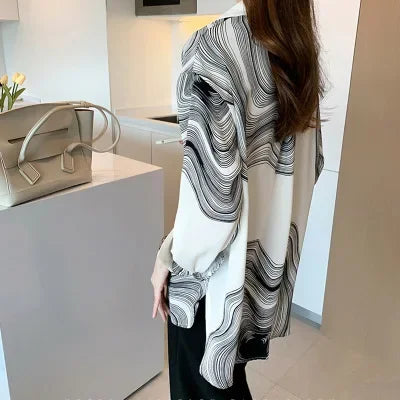 Design Sensation Casual Commute Women's Shirt Loose Fit Stylish Slimming Versatile Autumn New Korean Style Button up Top