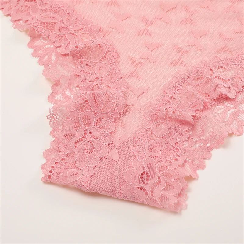 Women's Lace Panties Sexy Perspective Underwear Seamless Hollow Out Briefs Female Low Rise Floral Transparent Soft Lingerie