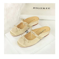 Ladies Slippers Bowknot Silks Satins Women Shoes Round Head Women Sandals Summer Shoes Women Slippers