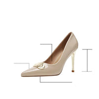 French Style Single Shoes Spring Women Pumps New Pointed Toe Shallow Mouth Metallic Buckle Commuting Shoes Stiletto Single Shoes