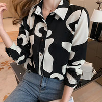 Elegant Long Sleeve Floral Print Chiffon Shirt Women's Versatile High-End Fashion Top Spring City Style Commute Shirt