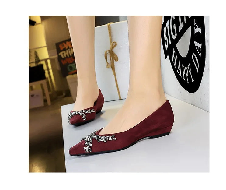 New Spring Crystal Women Mary Jane Shoes Fashion Shallow Slip on Elegant Party Dress Low Heel Shoes