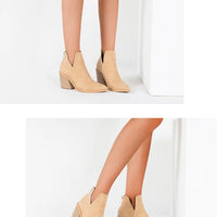 Boots Women Ankle Leopard Mid Heel Shoes Female Slip-On Casual Black Square Heel Booties