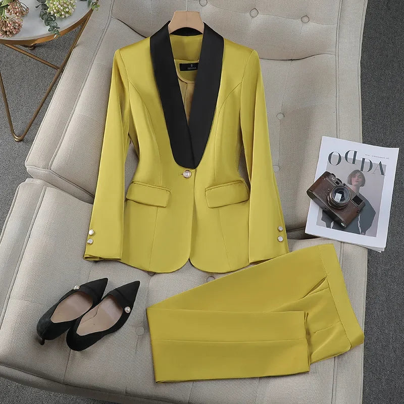 Elegant Casual Fashionable Women's Semi formal Suit Cotton Suit Jacket Matching Set Business Attire High End Workwear
