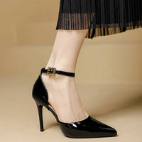 Pointy Toe Elegant Women Shoes Stilettos Office Sandals For Ladies Cover Heel Ankle Strap Sandals
