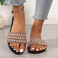 Pearl shaped slippers for women in summer flat bottomed round toe exposed slip women's sandals and slippers - Natalia Home Fashion