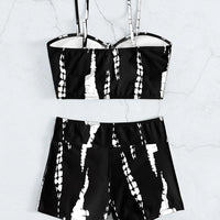 Tie Dye Bikini Drawstring Swimsuit Women High Waist Shorts Swimwear Female Padded Bathing Suit Swimming Beachwear Summer