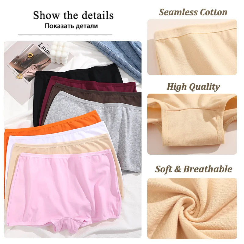3PCS Women's Panties Cotton Seamless Sports Boxers Underwear Female Solid Color Briefs Cozy Lingerie Intimate Underpants