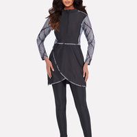 Muslim Swimwear Women Modest Patchwork Hijab Long Sleeves Sport Swimsuit 3pcs Islamic Burkinis Wear Bathing Suit
