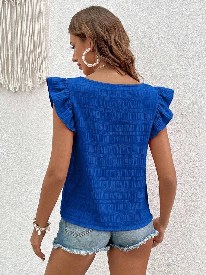 Casual Blouses For Women Fashion Shirts Elegant Sweet Loose Ruffles Sleeve Female Tops