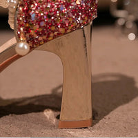 Crystal Women Wedding Shoes Rhinestone High Heels Ankle Strap Stilettos Women Crystal Party Dress Sandals