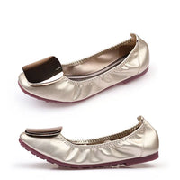 Light Metal buckle roll-up flats ladies shoes cozy moccasins sequined cloth foldable ballet flats