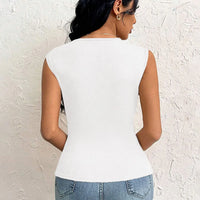 Spring Summer Elegant Stylish Daily Dating Casual Women's Sleeveless Tops Side Ruched Asymmetric Hem One-Shoulder Cut out