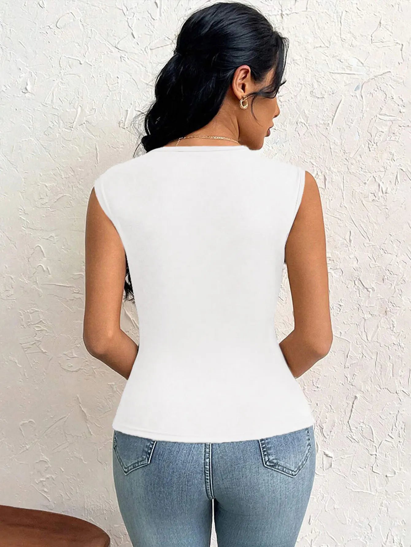 Spring Summer Elegant Stylish Daily Dating Casual Women's Sleeveless Tops Side Ruched Asymmetric Hem One-Shoulder Cut out