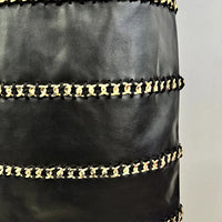 Elegant Socialite Fashion New Heavy Chain Three-Dimensional Ruffle Off-Shoulder Leather Dress Sexy Mini Dress