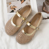 French-style rhinestone mesh Mary Jane shoes, breathable shallow single shoes, fairy-style soft-soled flat shoes