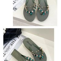 Women Slippers Fashion Summer New Water Diamond Flip Flops Women Outwear Thick Sole Slope Heels Beach Vacation Slippers