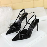 Bow Slim Heels High-End Women's Without Being Tired From Behind The Feet And Tripping Women's Singles Shoes