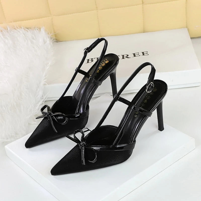 Bow Slim Heels High-End Women's Without Being Tired From Behind The Feet And Tripping Women's Singles Shoes