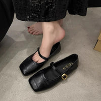 Women's Mary Jane Flat Bottom Slip-On Shoes with Buckle Soft Style Versatile Shoes