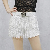 Tassel Short Shorts Women's Diamond Embellished Mid-Waist Dance Denim Hot Pants Outerwear Fashionable Korean Style Sexy