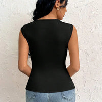 Spring Summer Elegant Stylish Daily Dating Casual Women's Sleeveless Tops Side Ruched Asymmetric Hem One-Shoulder Cut out