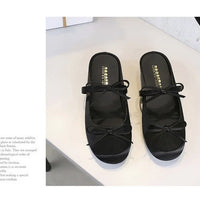 Ladies Slippers Bowknot Silks Satins Women Shoes Round Head Women Sandals Summer Shoes Women Slippers