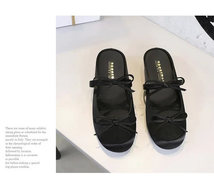 Ladies Slippers Bowknot Silks Satins Women Shoes Round Head Women Sandals Summer Shoes Women Slippers
