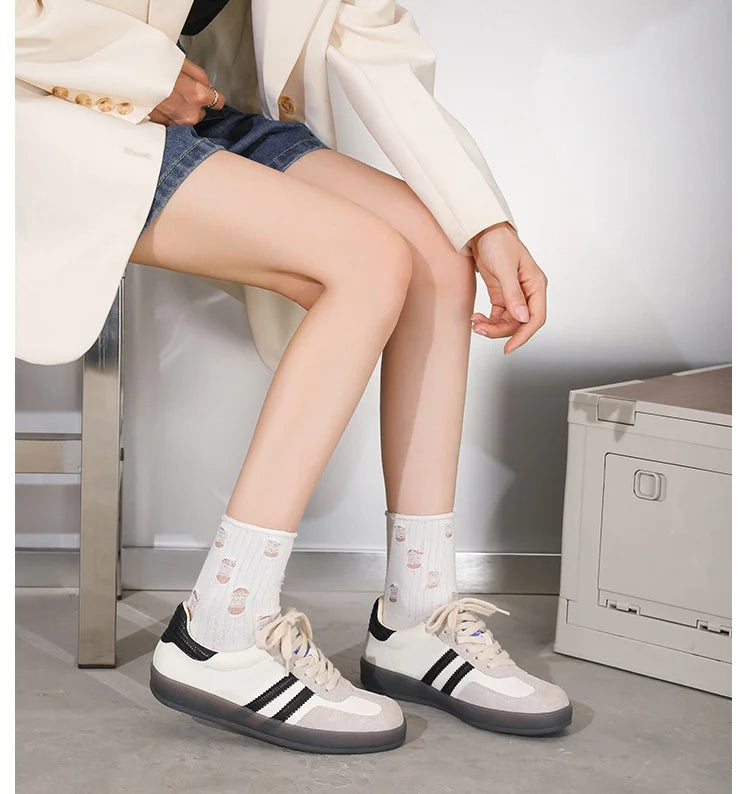 Women Tennis Sneakers Flats Ladies Fashion Lace-up Vulcanized Shoes Spring Autumn Woman Outdoor Trainers Footwear