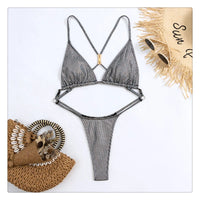 Women One Piece Swimsuit Bling Swimwear Backless Mono Bikini Feminine Bodysuit Female Bikini