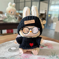Doll clothes for Labubu Outfit 17cm Dolls Sitting Accessories Glasses Clothing Designer Kids Gift Sweater Hat Bag Set