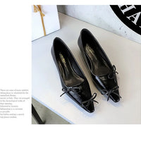 Pointed End Low Heeled Shoes Women Wedges Bowknot Low Heels Pumps Elegant Banquet Shoe Kitten Heels Ladies Shoes