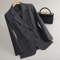 Elegant Double Breasted Jacket Suit Women's Long Sleeved Holiday Slim Blazers Coat Fashion Temperament business suit